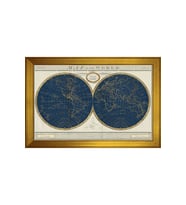 Harita Temalı Kanvas Tablo 80 x 110 cm Gold Çerçeve