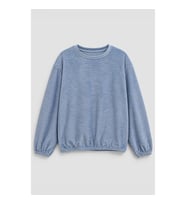Kadın Fitilli Lastikli Yumuşak Kadife Dokulu Mavi Pijama Üstü