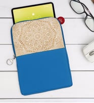 BK Gift Retro Motif Tasarımlı Taşınabilir Koruyucu Tablet Kılıfı & Organizer Çanta - Mavi-1
