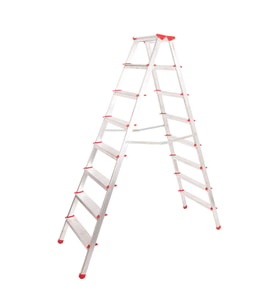 ALÜMİNYUM ÇİFT ÇIKIŞLI 8 BASAMAKLI MERDİVEN (181 CM) (ACCM.06) (Gri)