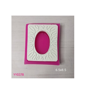 YY0378 Ortası Elips Kenarları Desenli Dikdörtgen Çerçeve Silikon Kalıp