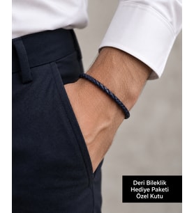 Bracento Steel – Örgü Deri Erkek Bileklik, Özel Hediye Kutulu