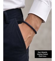 Bracento Steel – Örgü Deri Erkek Bileklik, Özel Hediye Kutulu