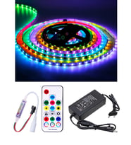 5 Metre 12V Dış Mekan 60 Pixel Ledli 17 Tuşlu Sese ve Müziğe Duyarlı RF Kumandalı 5A Plastik Adaptör