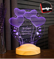 Öğretmene Özel 3D LED Lamba - Balon Kalpli Tasarımlı, Öğretmenler Günü ve Mezuniyet Hediyesi, İsimli Dekoratif Gece Lambası
