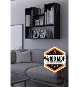Duvar Rafı Salon Banyo Balkon Mutfak Kitaplık Çok Amaçlı Raf Gri MDF (Siyah)
