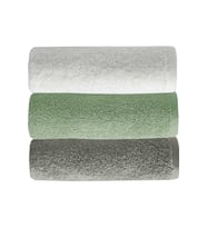 3 lü Düz Renk El Yüz Havlu Seti %100 Pamuklu 50x90 Cm Gri-Yeşil-Beyaz (Çok Renkli)