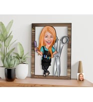 BK Gift Kişiye Özel Kadın Kuaför Karikatürlü 3D Ahşap Tablo, Sevgiliye Hediye, Arkadaşa Hediye, Yıl Dönümü Hediyesi, Doğum Günü Hediyesi-1