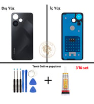 Infinix Hot 30İ Siyah Uyumlu Arka Kapak + Yapıştırıcı ve Vida Seti Arka Cam Batarya Pil Kapağı