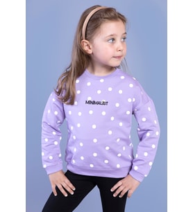 Toontoy Kız Çocuk Puantiye Desenli Sweatshirt (Lila)