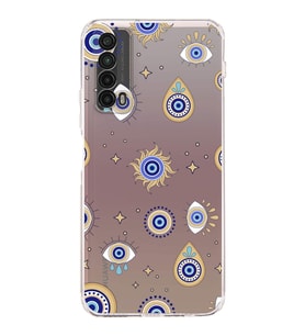 PrintiFy Huawei P Smart 2021 ile Uyumlu Nazar Boncuğu 5  Kamera Korumalı Şeffaf Silikon Kılıf