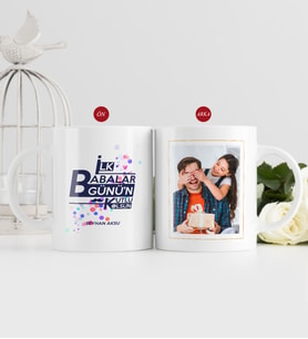 BK Gift Kişiye Özel Babalar Günü Hediyesi Fotoğraflı Kupa Bardak-60 (Beyaz)