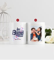 BK Gift Kişiye Özel Babalar Günü Hediyesi Fotoğraflı Kupa Bardak-60 (Beyaz)