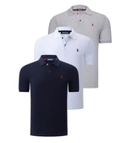 ÜÇLÜ SET T8561 DEWBERRY ERKEK T-SHIRT-LACİVERT-BEYAZ-GRİ (Karışık)