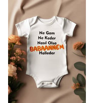 Babaannem Halleder Yazılı Bebek Zıbın (Beyaz)