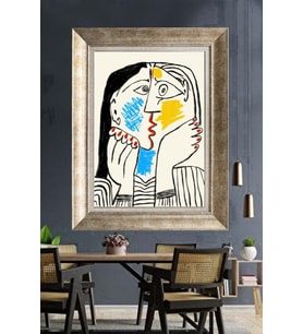 Tablore Picasso Tarzı Kübist Kadın Portresi Modern Çerçeveli Kanvas Tablo