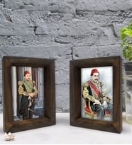 Bk Gift Sultan II Abdülhamit Han Tasarımlı Dekoratif 2'li Doğal Masif Ahşap Çerçeve 15x20cm-1 (Beyaz)
