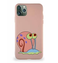 Apple iPhone 11 Pro Max Soft Premier Kapak Salyangoz Gary Tasarımlı Silikon Kılıf - Pudra (Şeffaf)