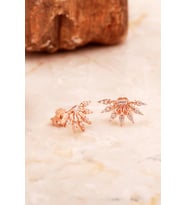 Güneş Mini Rose Gümüş Baget Küpe 6922
