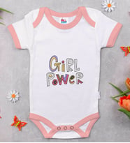 BK Kids Girl Power Tasarımlı Pembe Bebek Body Zıbın-1