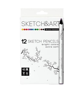 Bruno Visconti Sketch&Art Profesyonel Kuru Boya Kalemi Kalın Gövde 4mm 12 Renk No:30-0114