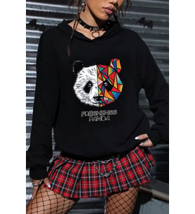 Unisex Panda Baskılı Sweatshirt (Siyah)