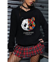 Unisex Panda Baskılı Sweatshirt (Siyah)