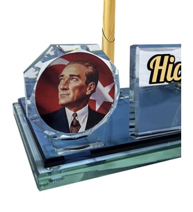 Sentez Masa Üstü İsimlik Atatürk Masa İsimliği Ofis Aksesuarı (Altın / Dore)