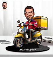 BK Gift Kişiye Özel Kurye Motorcu Erkek Karikatür Biblo-1, Arkadaşa Hediye, Sevgiliye Hediye, Doğum Günü Hediyesi