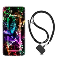 Vivo Y15S Y32 Y33S Y51 Y53S Kılıf Boyun Askılı Silikon Butterfly Neon 1684