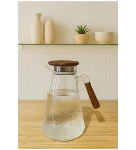 Vakum Kapaklı Cam Sürahi 1800 ml, Şık ve Pratik İçme Kabı