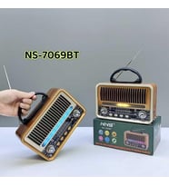 NS-7069 Orta Boy Retro, Nostaljik, Ahşap Tasarım Bluetooth Hoparlörlü, Şarjlı, Taşınabilir Fm/am Destekli Radyo