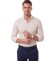 DeepSEA Erkek %97 Pamuk Slim Fit Dar Kesim Petek Dokulu Likralı Örme Mavi Gömlek 2600707