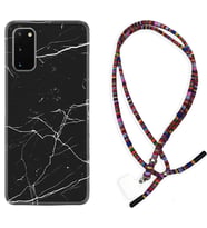 Samsung A02S A03S A10 A12 A13 A21S A22 Kılıf Boyun Asklı Rasta Silikon Siyah Mermer 1299