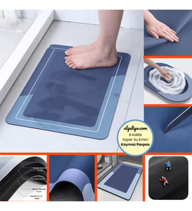 Köşeli Kare Antibakteriyel Diatomit Süper Sihirli Su Emici Kaymaz Tabanlı Banyo Paspası 60*40 CM