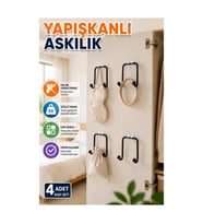 4’lü Yapışkanlı Duvar Askısı – Çok Amaçlı Düzenleyici Set