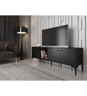 Wood'n Love Hira 160 Cm Metal Ayaklı Tv Ünitesi - Siyah / Siyah