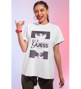 Billie Eilish Guess Baskılı Unisex Oversize Şarkıcı Tişört