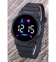Kadın Saati Siyah Kordon Pembe İç Tasarım Led Watch Genç Kol Saati (Akıllı Saat