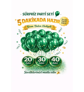 Zumrut Yeşil Pastel Balon Seti  Doğum Günü Sürpriz Parti Seti Krom Balon Hediyeli (Zümrüt Yeşili)