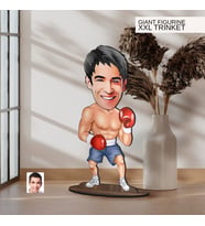 BK Gift Kişiye Özel Boksör Karikatürlü Büyük Boy Ahşap Biblo-1, Arkadaşa Hediye , Sevgiliye Hediye, Kişiye Özel Biblolar
