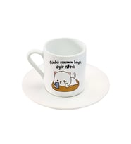 Türk Kahve Fincanı Mochi Cat Motto Baskılı Fincan