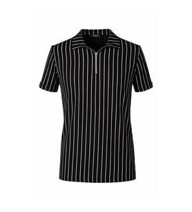 Trender Çizgili Siyah Erkek Polo Yaka T-shirt Zartem