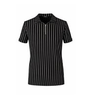 Trender Çizgili Siyah Erkek Polo Yaka T-shirt Zartem