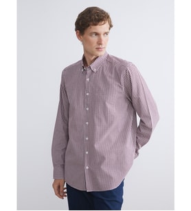 LCWAIKIKI Classic Bordo Regular Fit Uzun Kollu Ekose Poplin Erkek Gömlek