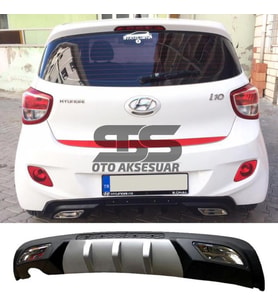Hyundai i10 Difüzör Arka Tampon Eki 2 Egzoz Çıkışlı Gri