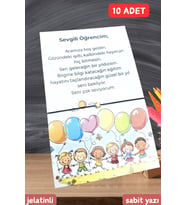10 Adet Balon Konsept Okuluna Hoşgeldin Kartlı Emoji Bileklik - Sınıf Hediyesi - Öğrenci Hediyesi