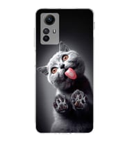 PrintiFy Xiaomi Redmi Note 12S ile Uyumlu Kedi 2 Kamera Korumalı Şeffaf Kılıf