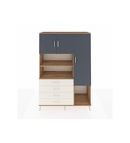 Hyperion Dolap 8 Raflı 4 Çekmeceli 3 Kapaklı 132x44x195 Çam-Antrasit/Aytaşı