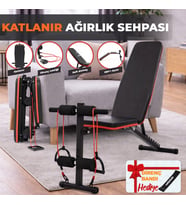 Ev Tipi Çok Fonksiyonlu Dambıl Bench Press ve Mekik Sehpası Antrenman Aleti Direnç Lastiği Hediye